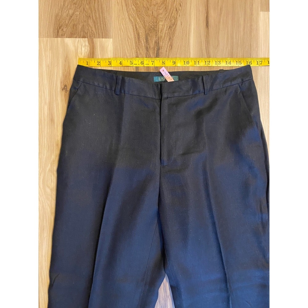 Lauren Ralph Lauren Womens Black 100% Linen Straight Leg Lined Pants Size 12 - Picture 3 of 9